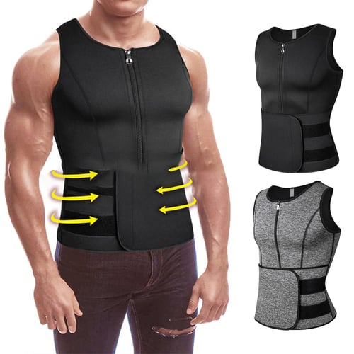 Neoprene Sweat Vest For Men Waist Trainer Vest Adjustable Workout Body  Shaper With Double Zipper