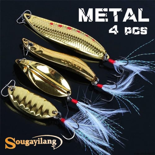 Fishing Baits Hard Fishing Lure Gold Metal Spoons with Treble Hooks Baits  Lure for Saltwater Fishing - buy Fishing Baits Hard Fishing Lure Gold Metal