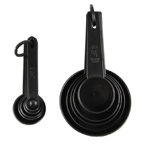 10pcs/set Measuring Spoons Kitchen Cook Black Plastic Teaspoon Scoop  Measuring Spoons Cups Measuring Set Tools Kitchen Tools
