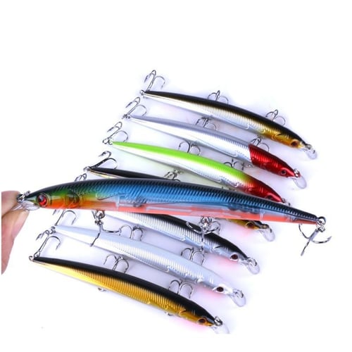 8pc Minnow Fishing Lure with 3D Eyes Hook Bionic Pike Bass Bait