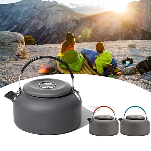 Camping Kettles For Boiling Water,0.9l Lightweight Picnic Coffee Pot, Outdoor Hiking Aluminum Alloy Kettle Pot Portable Camping Cooking Gear For  1-2