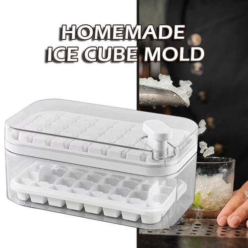 PDTO Ice Cube Tray with Lid and Bin for Freezer Ice Cube Mold Ice