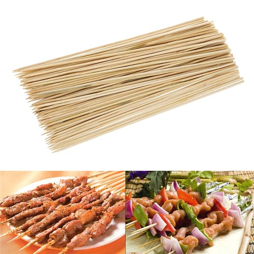 Bamboo Skewers Wooden Sticks BBQ Kebab Fruit Long Barbecue Skewer Sticks  25cm