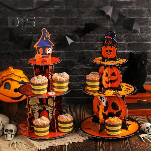 Fashion 3 Tier Serving Tray, Three Tiered Stand, Halloween Tiered Tray Decor For Party, Cupcake Display, Stand Cake Holders