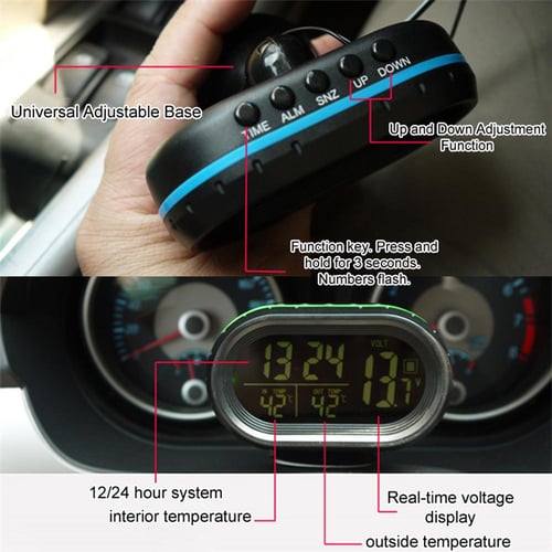 12V Car Thermometer 4 in 1 Digital Voltmeter Time Date Multi-function Car  Temperature Clock Auto Thermometer Electronic Clock