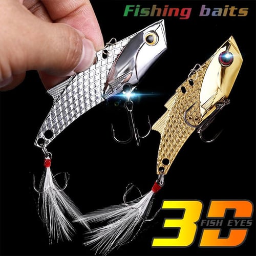 Fishing Lures Metal VIB Hard Spinner Blade Bait with Treble Hooks for Bass  Trout