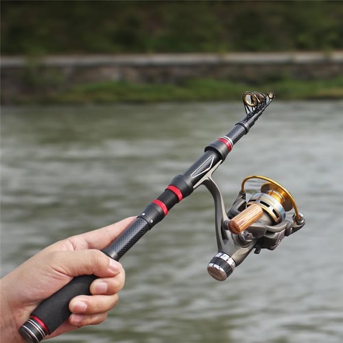 FTK Fishing Rod Reel Combos with Carbon Telescopic Spinning Rod