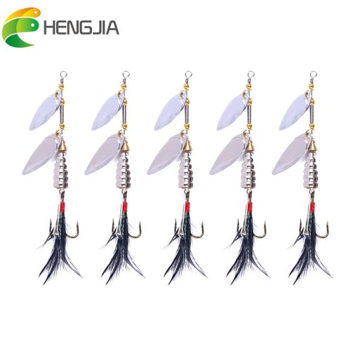 HENGJIA 0.44oz Metal Spinner Spoon Bait with 2 Blades Trout Bass Pike Fishing  Lures lot 10 - buy HENGJIA 0.44oz Metal Spinner Spoon Bait with 2 Blades  Trout Bass Pike Fishing Lures