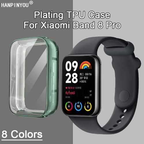 Fit for Mi Band 8 Case for Women Men, Colorful Silicone Protective Case  Plated Bumper Sleeve Shell Frame Screen Protector Accessories Cover for  Xiaomi