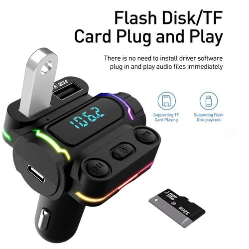 Car Kit Bluetooth 5.0 Hands Free FM Transmitter Dual USB Fast Charger MP3  Player 5V/2A Car Charger MP3 Player With Atmosphere Light - buy Car Kit  Bluetooth 5.0 Hands Free FM Transmitter