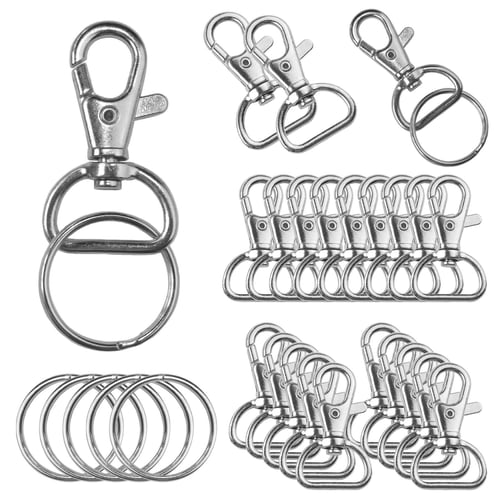 50 Pack Metal Swivel Clasps Lobster Clasp Lanyard Snap Hook 1 5/8” X 1”  (Wide 3/4” D Ring) With 50 Key Rings - buy 50 Pack Metal Swivel Clasps  Lobster Clasp Lanyard