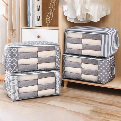 Foldable Large Fabric Storage Bins with Zipper, Foldable Clothes