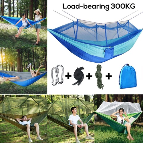 Travel Hammock with Hanging Ropes Carabiners Stable Strong-Load