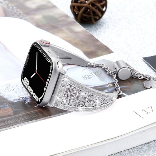 Luxury Diamond Leather Strap For Apple Watch Ultra 49mm 8 7 41mm 45mm Band  For iWatch Series 6 3 4 5 se 44 40mm 38 42MM Bracelet