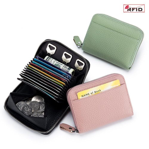 Japan Style Genuine Leather Organ Card Purse For Women RFID Anti-theft ID  Holder Key Coin Pouch Zipper Credit Card Wallet - buy Japan Style Genuine  Leather Organ Card Purse For Women RFID