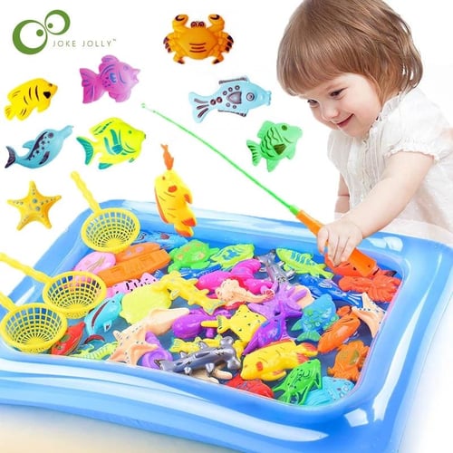 Children Magnetic Fishing Games Montessori Parent-child interactive Outdoor  Fish Toys Set Kids Play Water Boy Girl Baby Bath Toy