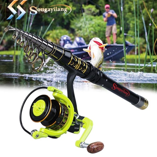 Sougayilang Telescopic Fishing Rod and Reel Combo Spinning Reel