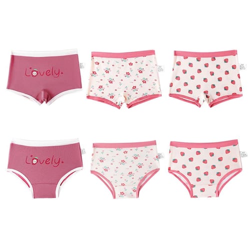 3Pcs Girls Underwear Triangle Cotton Letters Solid Color 13 Years