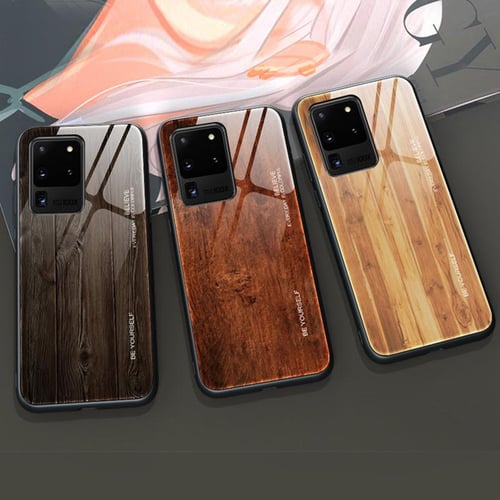 Wood Grain Tempered Glass Phone Case For Samsung S24 S23 S21 S20 FE S22  Ultra Plus Note 20 Ultra A51 A73 A21S A14 A24 A54 Glass Case - buy Wood  Grain Tempered