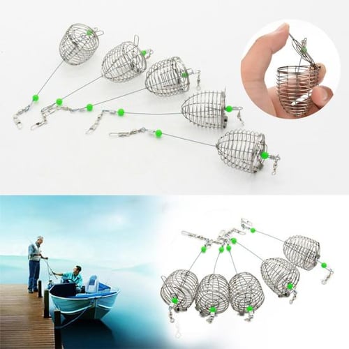 MUQZI Sports Accessory 5Pcs Fishing Holder Baskets Stainless Steel Fish  Lure Cage Trap Bait Feeder - buy MUQZI Sports Accessory 5Pcs Fishing Holder  Baskets Stainless Steel Fish Lure Cage Trap Bait Feeder