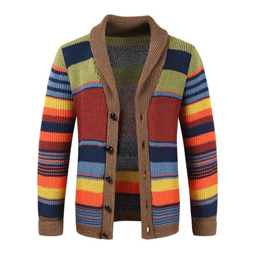 Mens Knitted Long Sleeve Cardigan Sweater Jacket casual Winter