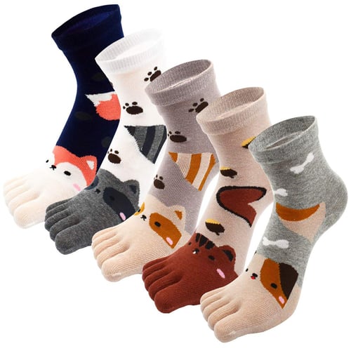 2 Pairs Five Finger Socks Cotton Blend Toe Socks Warm Christmas Unisex Soft  Chic