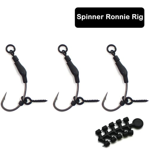 3 Piece Carp Fishing Hook Ready Tied Ronnie Rigs With Hook Beads