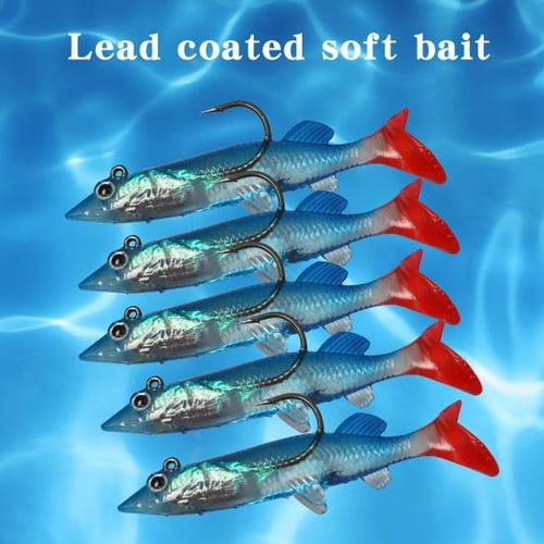 Bass Fishing Lure, Effortless Tail Lure PVC Flexible Soft With Carbon Steel  Hook For Saltwater 