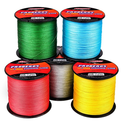4-piece 500m fishing line PE woven strong horse red/blue/yellow