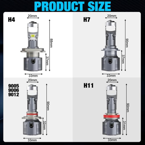 H7 H4 H1 Led Lights 1:1 Mini Size Head Lamp Wireless Hb4 Hb3 - Temu United  Kingdom