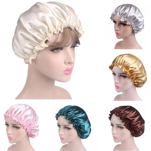 Womens Sleeping Hair Cap Satin Net Head Cover Elastic Night Sleep Cap  Bonnet Cap