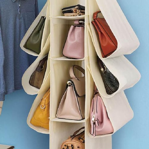 Hanging Purse Handbag Organizer Homewares Nonwoven 10 Pockets Hanging  Closet Storage Bag