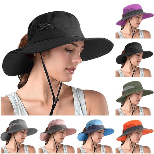 Sun Hat Men'S Uv Protection Wide Sun Hats Cooling Mesh Ponytail