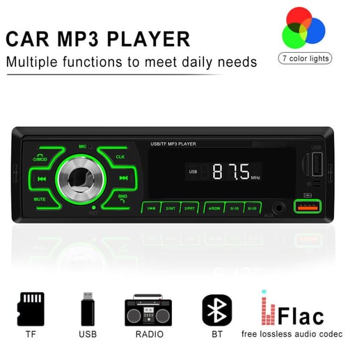 Single Din Car Stereo Digital Bluetooth Audio Music Stereo Support FM/AM  Radio Receiver USB Playback & Charging AUX TF Input Clock Temperature  Display