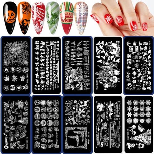 Reusable Nail Art Stamping Plates Flower Nail Stencils Template -Gels  Polish DIY