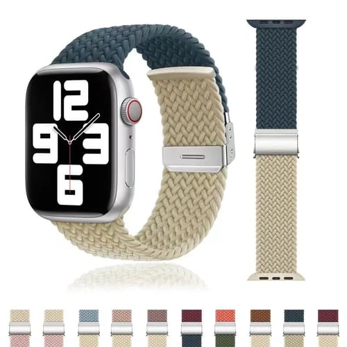 Elastic Nylon Solo Braided Loop Bracelet Strap for Apple Watch Ultra 8 7 6  SE 5 4 Band 40mm 41mm 42mm 44mm 45mm for Iwatch Sport