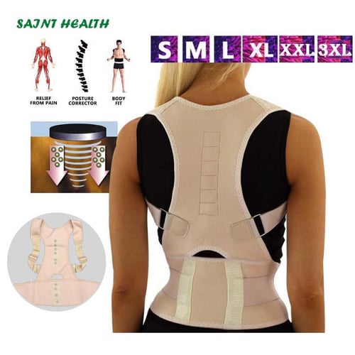 Men's and Women's Orthopedic Corset Back Waist Support with Shoulder Brace  Medical Corset Magnetic Therapy Posture Corrector (Color : Black, Size 
