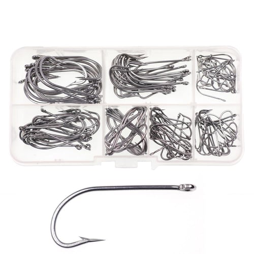 Bimoo 140pcs Set 7 Mix Sizes Stainless Steel Fishing Hook O