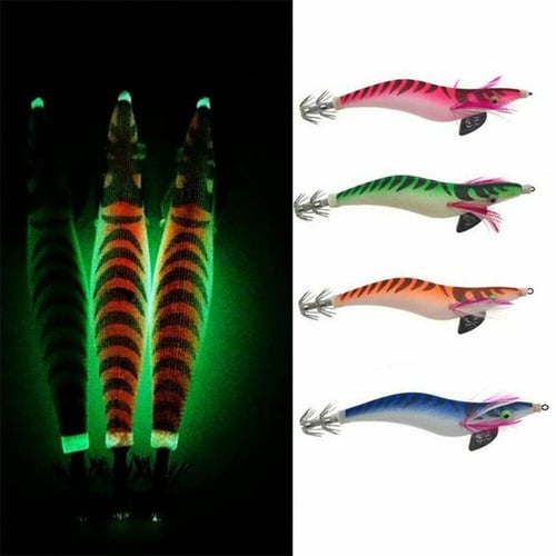 4Pcs Luminous Jig Hook Tackle Glow in Dark Fishing Lures Baits