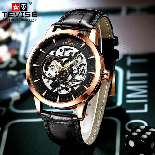 TEVISE Men s Mechanical Watch Waterproof Luminous Hollow Out