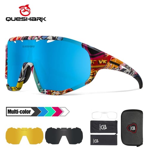 Queshark Polarized Sports Sunglasses Men Road Cycling Glasses