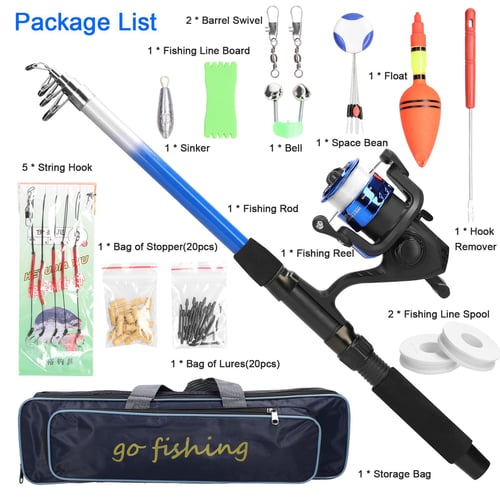 Fishing Rod Folding Telescopic Sea Rod Suit Portable Fishing Poles Fishing  Pole (Color : Blue, Size : A)
