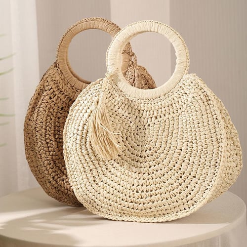 Rattan bag with online tassel