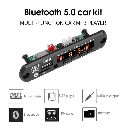 7~12V Car Bluetooth USB MP3 WMA Decode Board Panel Audio FM Module with  Control