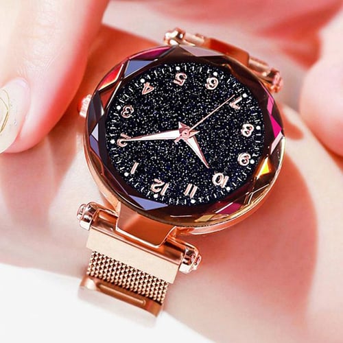 Luxury Women Watches Mesh Belt Magnetic Starry Sky Female Clock