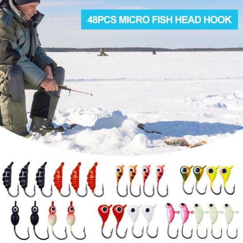 48Pcs/Set Ice Fishing Jig Heads Set Glow in The Dark Fishing Lures