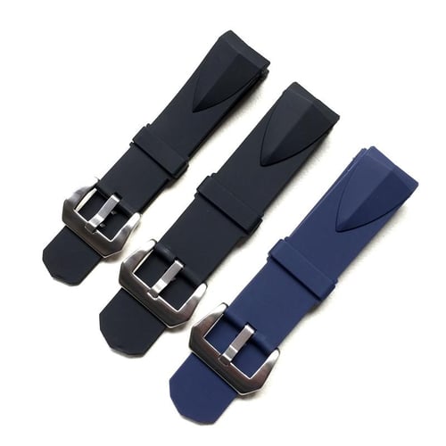 22mm 24mm Black Blue Silicone Rubber Watchbands For Corum