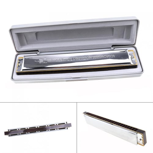 28 Holes Complex Tone Silver Harmonica Diatonic Blues Harp Mouth Organ