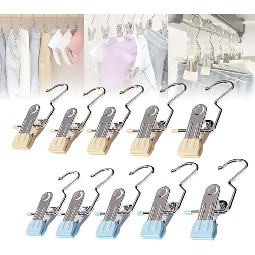 10Pcs Clip Stainless Steel Clothing Hooks Boot Organizer Clothes Pins  Laundry