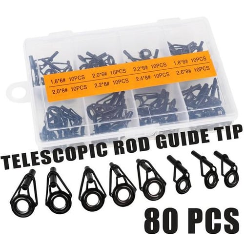 80pcs Gun Color Fishing Rod Guide Guides Tip Set Repair Kit DIY Eye Rings  Stainless Steel Frames - buy 80pcs Gun Color Fishing Rod Guide Guides Tip